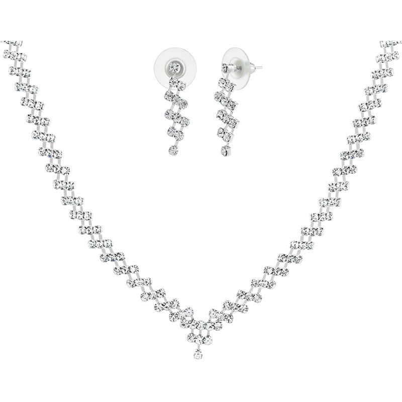 SO CHARM Parure Collier boucles d oreilles Zirconium Argenté