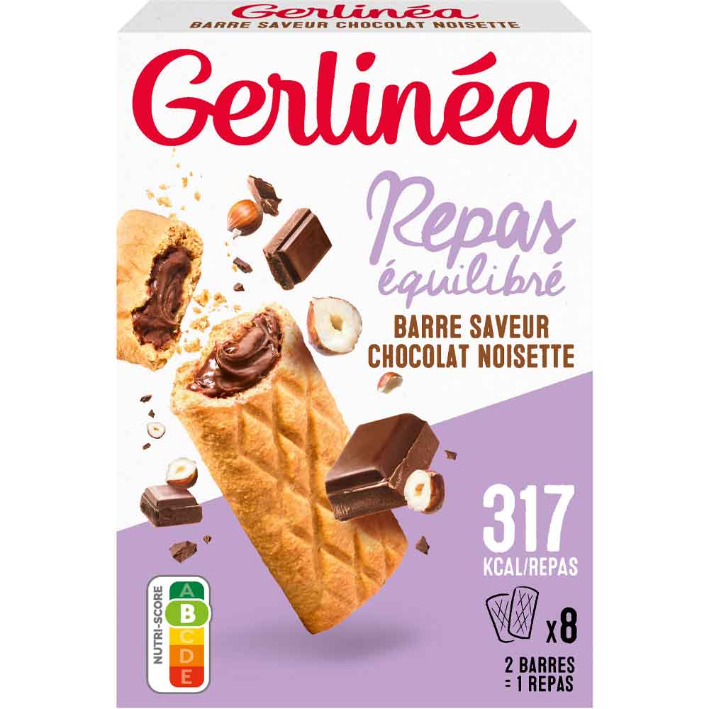 GERLINEA - Barres fourrées noisette - Substitut de repas - 4
