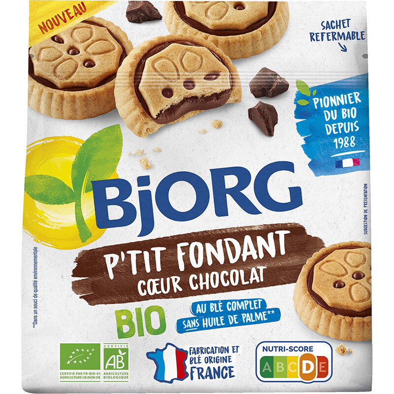 Biscuits bio - P'tit fondant cœur chocolat - 180 g