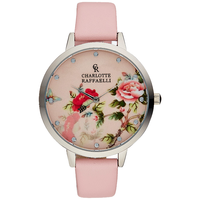 CHARLOTTE RAFFAELLI Montre Cuir rose argent Cadran motif