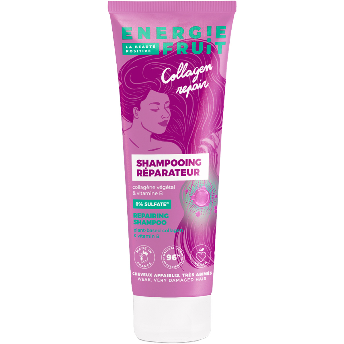 Shampoing réparateur - Collagène & vitamine B - Cheveux très abîmés - 250 ml