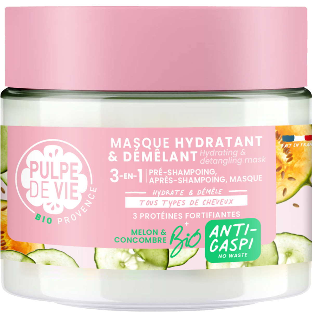 Masque hydratant & démêlant - Melon & concombre - Tous types de cheveux - 300 ml