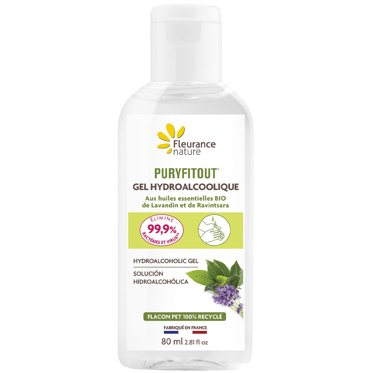 Gel hydroalcoolique bio - Huiles de lavandin & Ravintsara - 80 ml