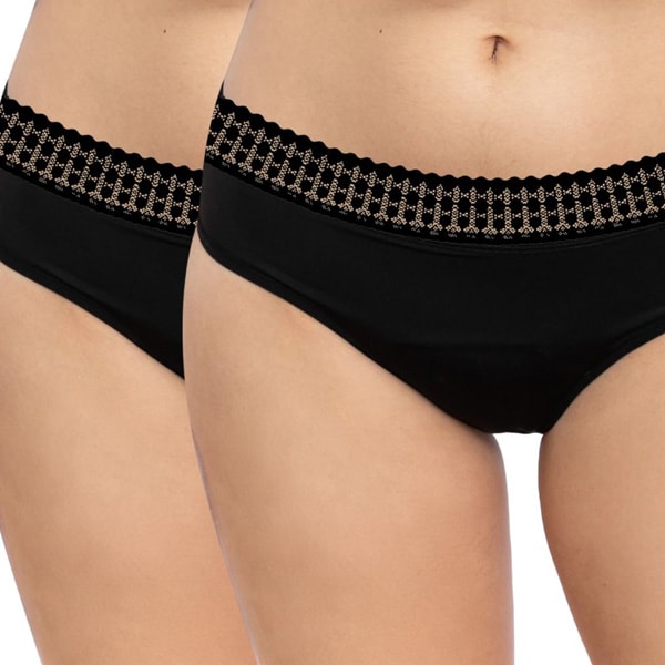 Lot de 2 culottes menstruelles ultra absorbantes - Flux abondants  - Noir