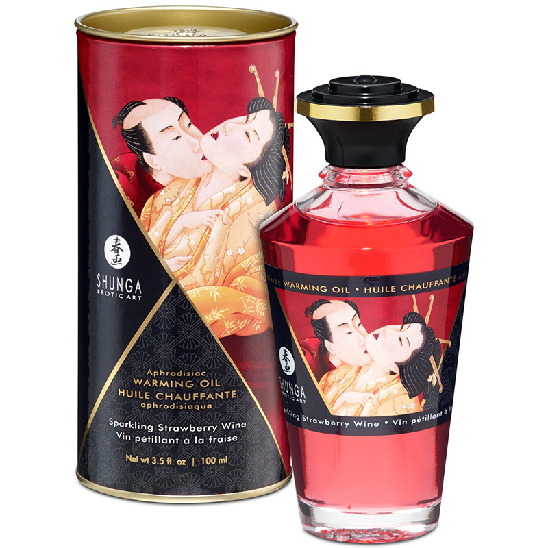 Huile chauffante pour zone érogène - Vin pétillant à la fraise - 100 ml