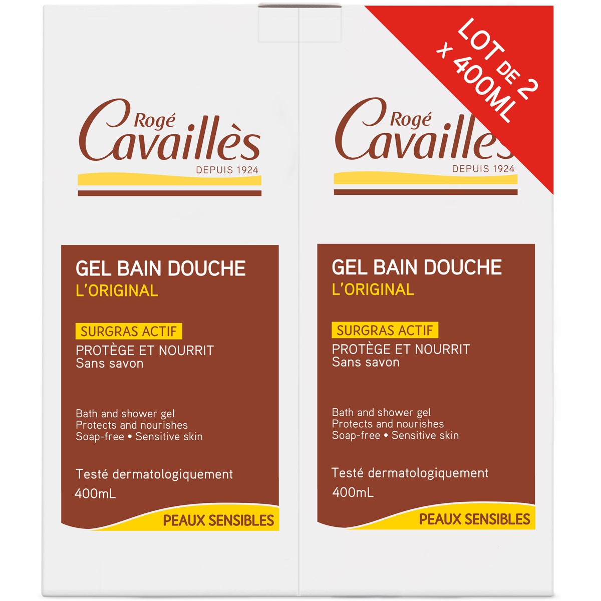 Rogé Cavaillès - Gels bain douche - L'original - Peaux sensibles - 2 x 400 ml