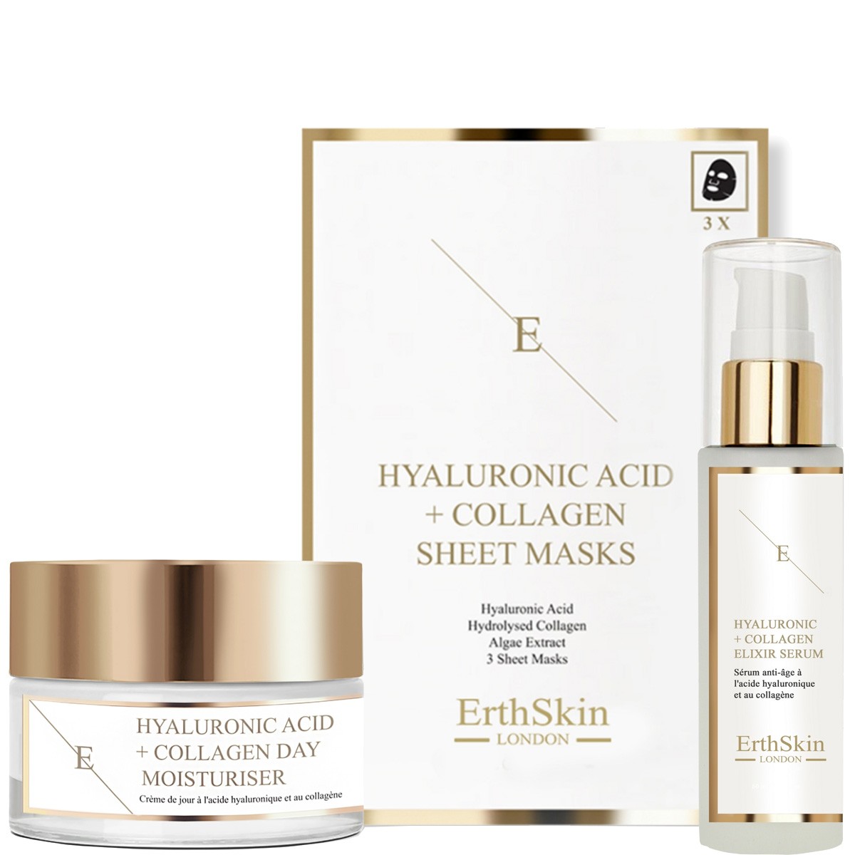 Routine anti-âge - Acide hyaluronique & collagène - Peaux matures - 3 produits