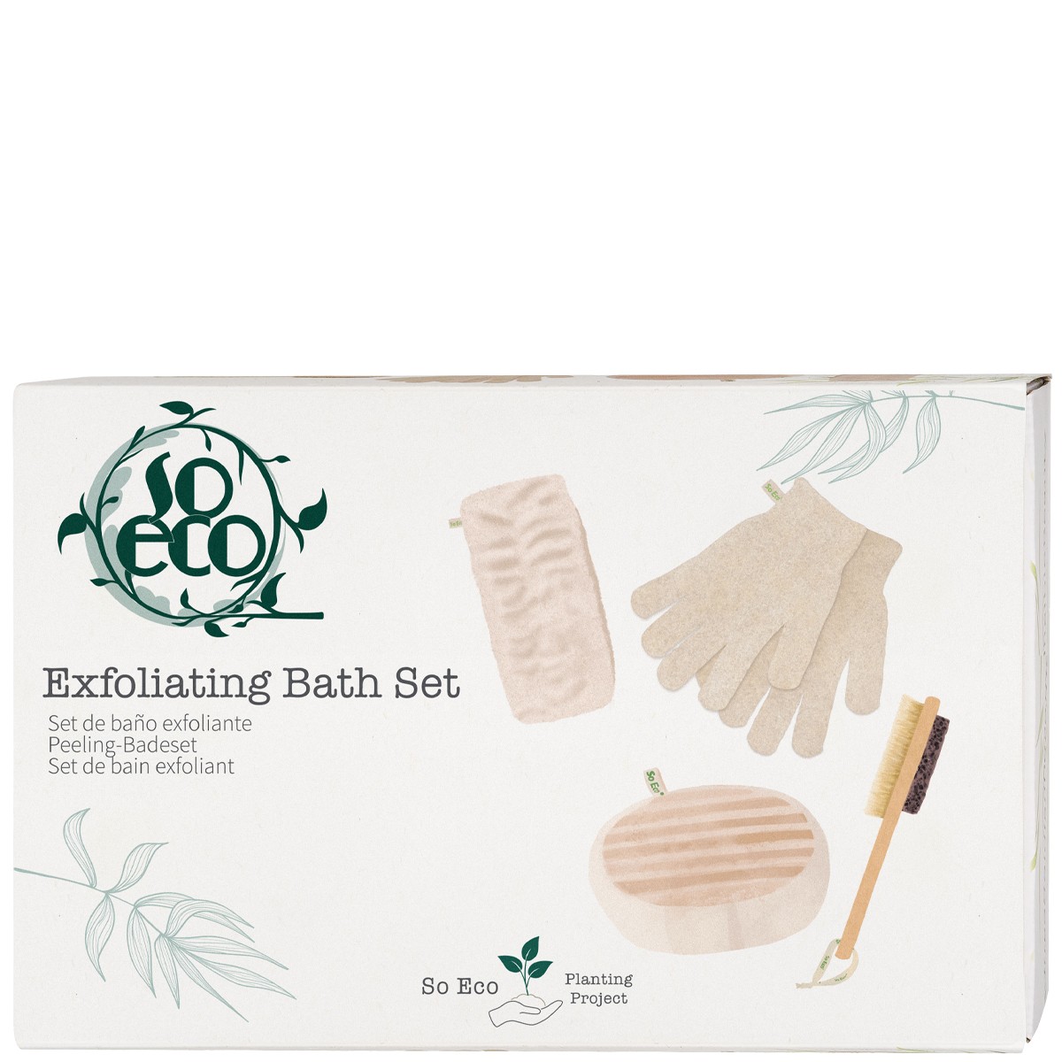 Coffret exfoliant - Brosse, gants & bandeau - Corps - 4 produits