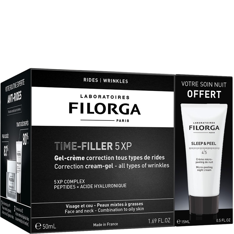 Coffret gel crème anti-âge & crème micro-peeling nuit - Time Filler 5XP - Peaux matures - 50 ml + 15 ml