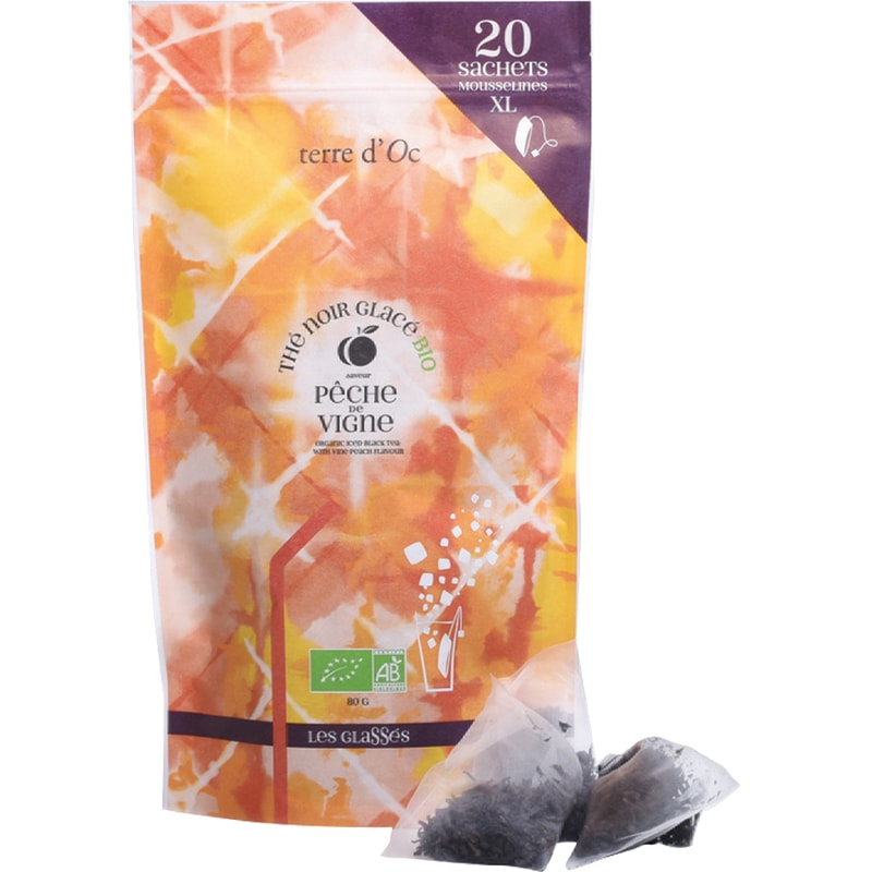 Thé noir glacé bio - Pêche de vigne - 20 sachets