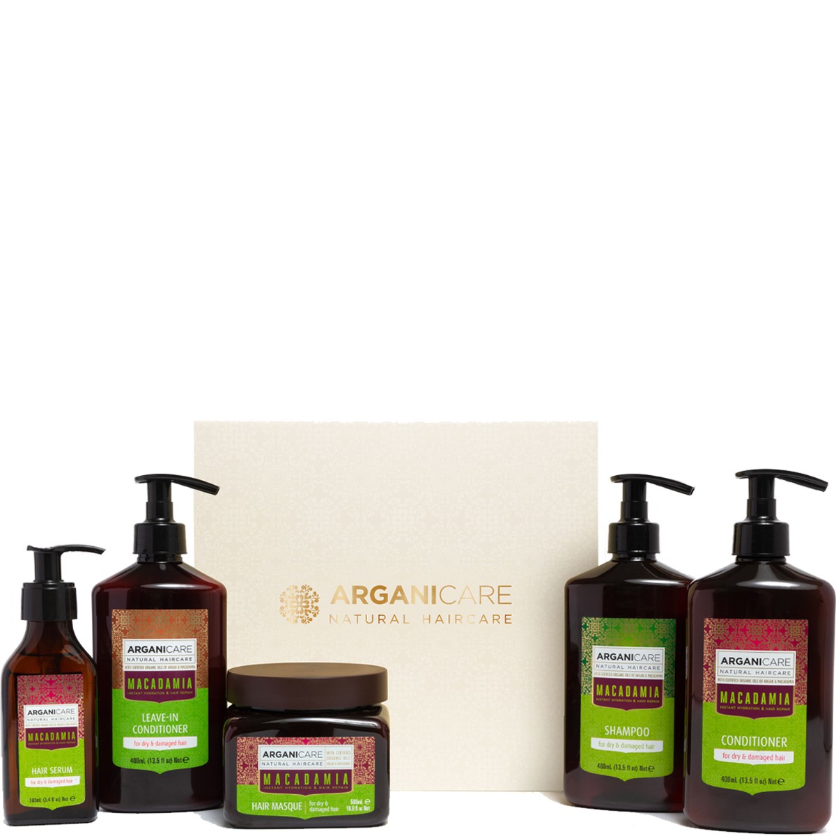 Coffret réparation intense - Argan & macadamia - Cheveux secs & abîmés - 5 soins
