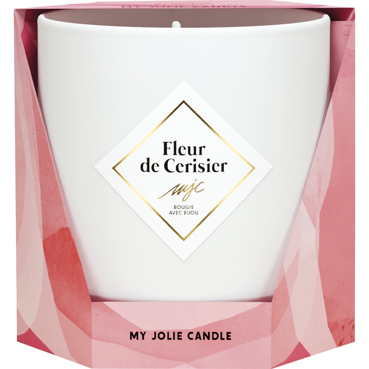 Bougie parfumée - Fleur de cerisier - Collier acier inoxydable doré & beige - 200 g