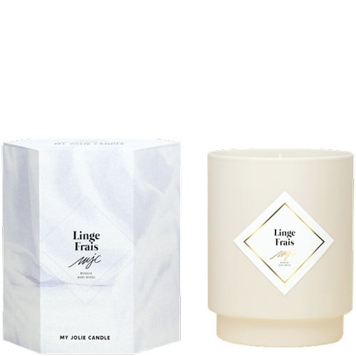 Bougie parfumée - Linge frais - Collier acier inoxydable argenté - 250 g
