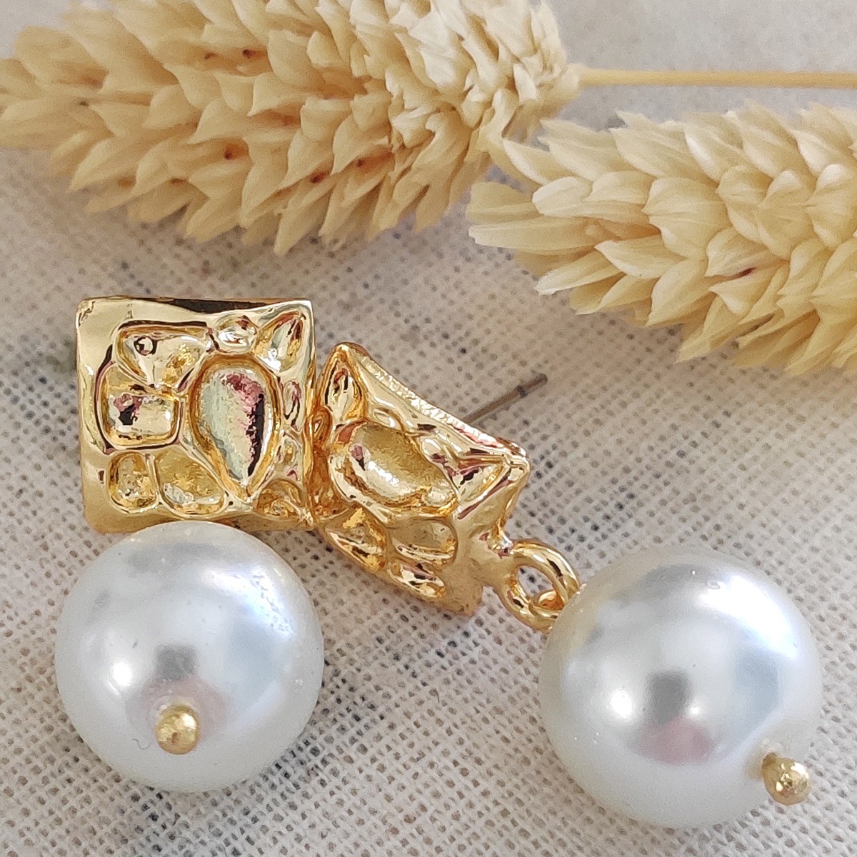 Boucles d'oreilles - Laiton plaqué or & perles