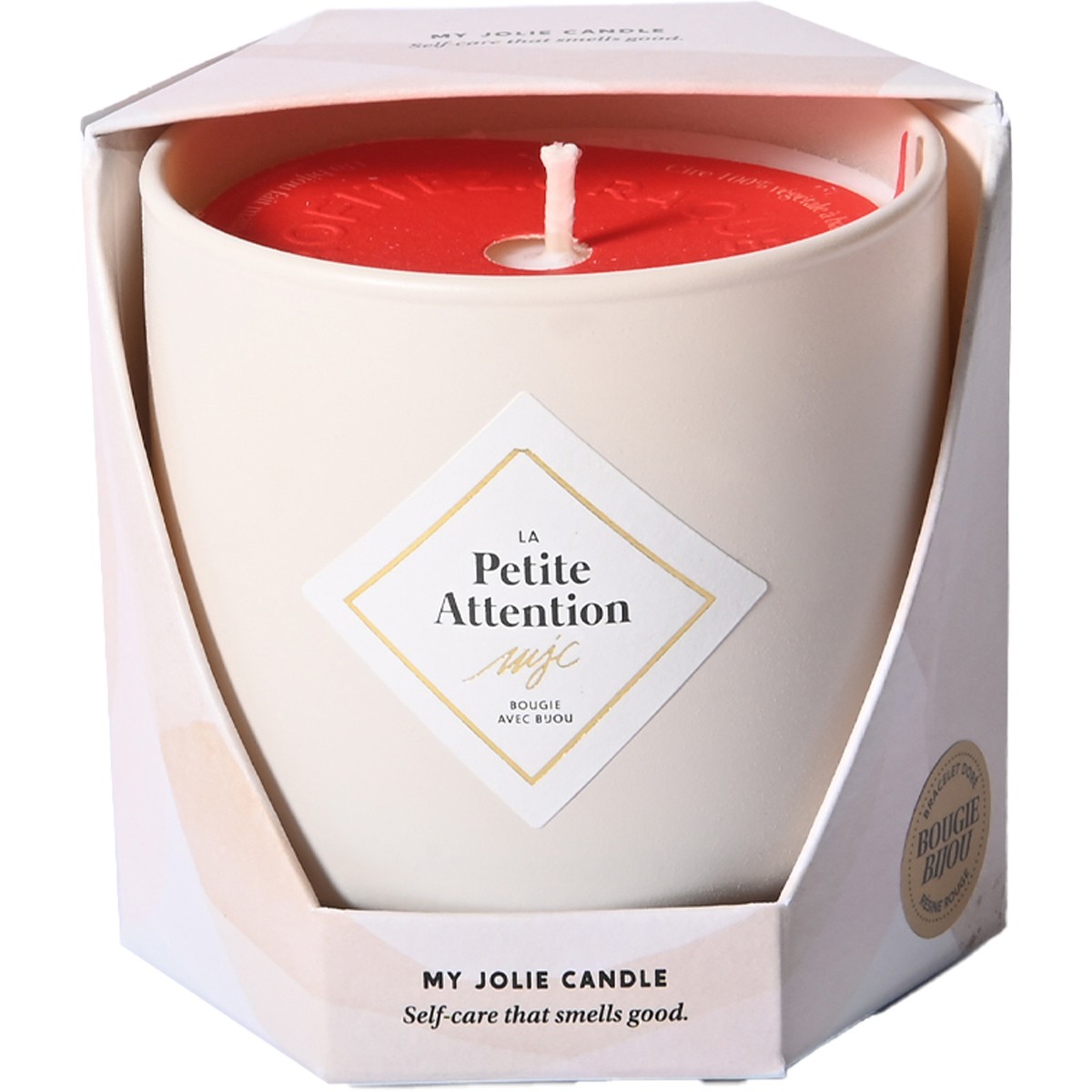 Bougie parfumée - Petite attention - Bracelet acier inoxydable doré & rouge - 200 g
