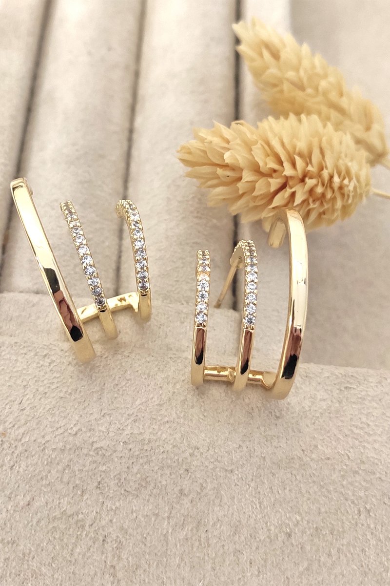 Créoles dorées à l'or fin - Zircons