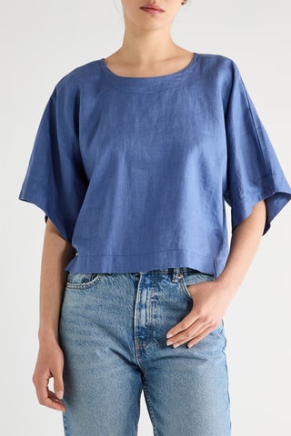 $Blouse en lin - Bleu