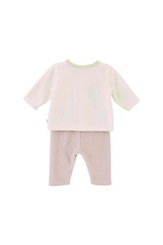 $Gilet et pantalon en coton biologique - Ecru et beige