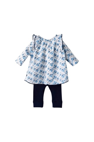 $Tunique et pantalon - Blanc et bleu marine