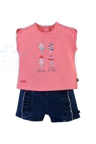 $T-shirt et short - Rose et bleu marine