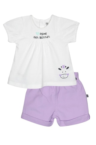 $T-shirt et short Grittie Lilas et blanc