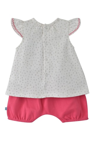 $Tunique et bloomer en coton biologique - Blanc et fuchsia