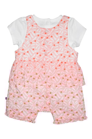 $T-shirt et salopette - Blanc et rose