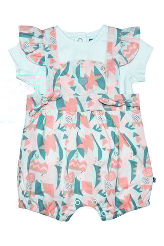 $T-shirt et salopette - Ciel et rose