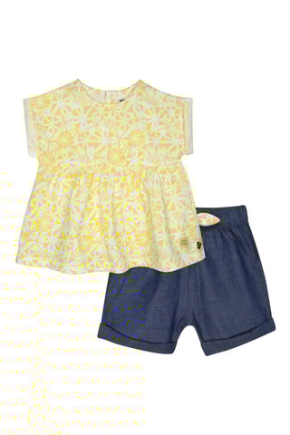 $T-shirt et short en jean Liliane - Blanc et bleu
