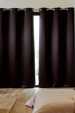 $2 rideaux à œillets Blackout - Noir - 140 x 180 cm