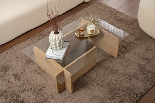$Table basse Flavio - Transparent et imitation bois