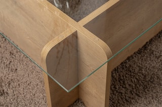 $Table basse Flavio - Transparent et imitation bois