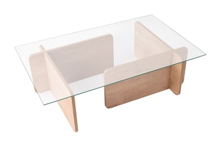 $Table basse Flavio - Transparent et imitation bois