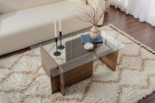 $Table basse Vetrino - Imitation noyer et transparent