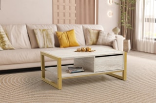$Table basse Haldizen - Doré et blanc