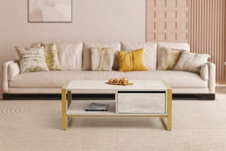 $Table basse Haldizen - Doré et blanc