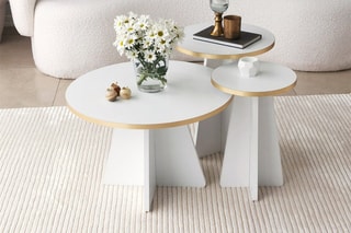 $Table basse Mushroom - Blanc et doré