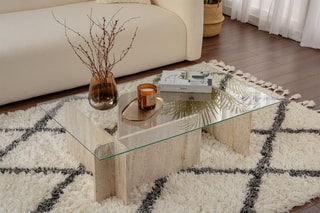 $Table basse Flavio  - Plateau en verre - 105 x 30 x 65 cm