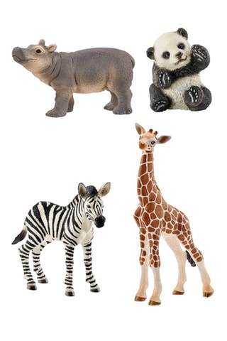$Zébreau, bébé girafe, bébé panda et jeune hippopotame Wild Life - Dès 3 ans