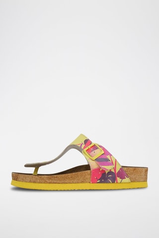 $Tongs Planty Jaune et fuchsia