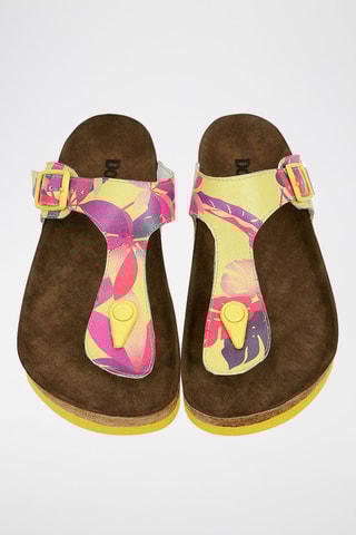 $Tongs Planty Jaune et fuchsia