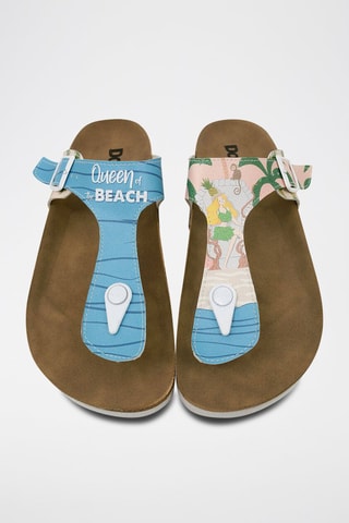 $Tongs Queen of the Beach Bleu et rose