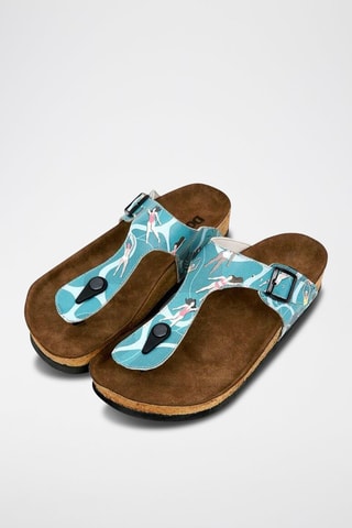 $Tongs Let's swim Ciel et blanc