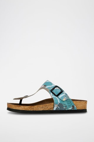 $Tongs Let's swim Ciel et blanc