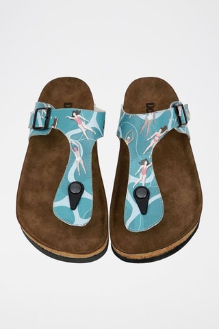 $Tongs Let's swim Ciel et blanc