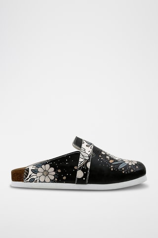 $Sabots Bee with Flowers - Noir et blanc