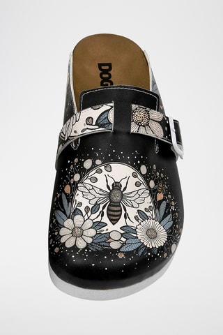 $Sabots Bee with Flowers - Noir et blanc