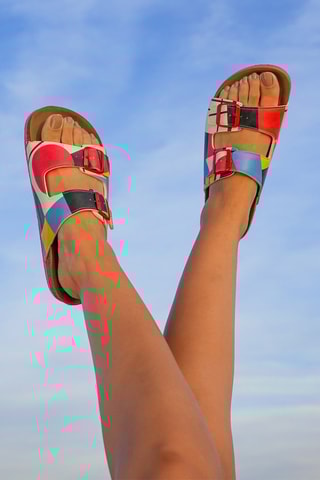 $Mules Bauhaus Birdie - Ecru et rouge
