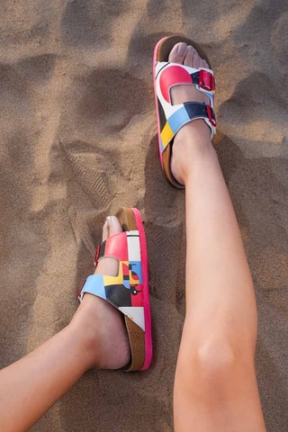 $Mules Bauhaus Birdie - Ecru et rouge