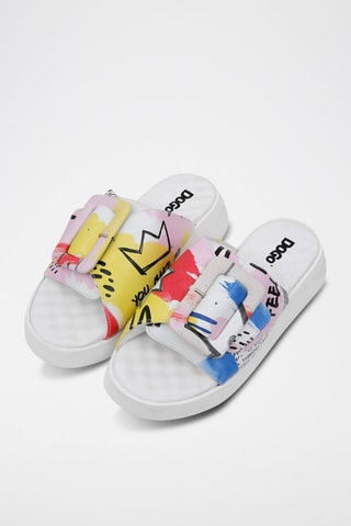 $Mules en cuir vegan The Creation of the Collage - Jaune et blanc